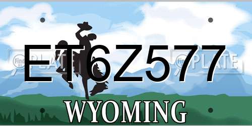 ET6Z577 Wyoming License Plate