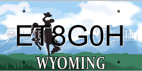 ET8G0H Wyoming License Plate