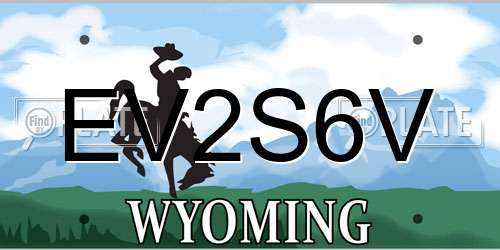 EV2S6V Wyoming License Plate