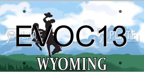 EVOC13 Wyoming License Plate