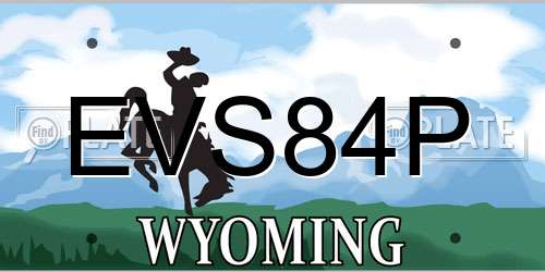 EVS84P Wyoming License Plate