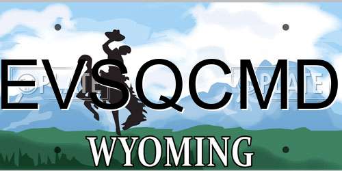 EVSQCMD Wyoming License Plate