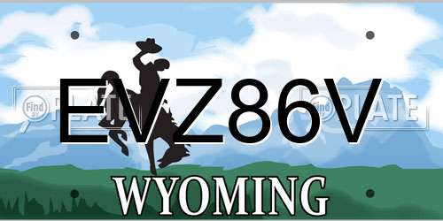 EVZ86V Wyoming License Plate