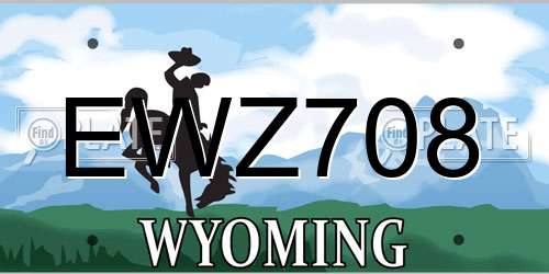 EWZ708 Wyoming License Plate