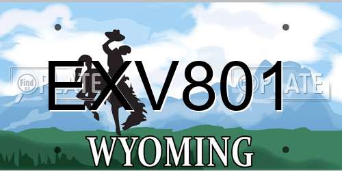 EXV801 Wyoming License Plate