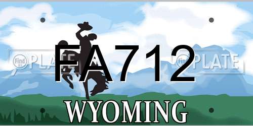 FA712 Wyoming License Plate