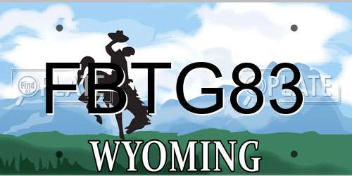FBTG83 Wyoming License Plate
