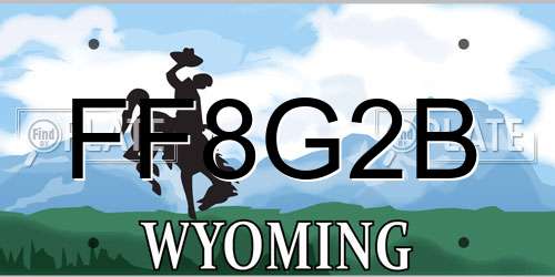 FF8G2B Wyoming License Plate