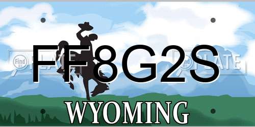 FF8G2S Wyoming License Plate