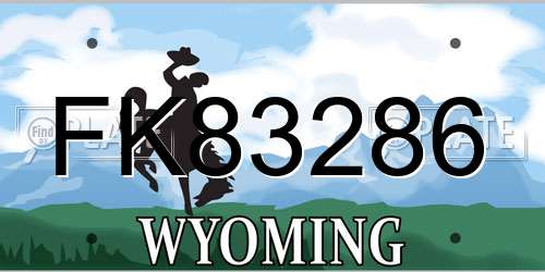 FK83286 Wyoming License Plate