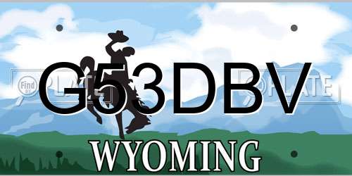 G53DBV Wyoming License Plate