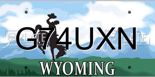 G74UXN Wyoming License Plate