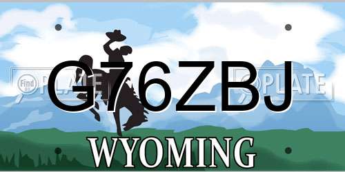 G76ZBJ Wyoming License Plate