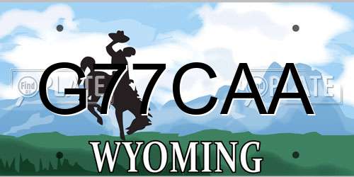G77CAA Wyoming License Plate
