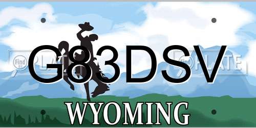 G83DSV Wyoming License Plate