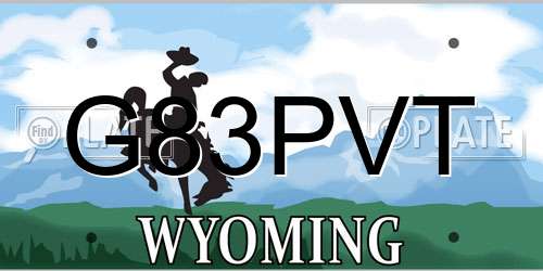 G83PVT Wyoming License Plate