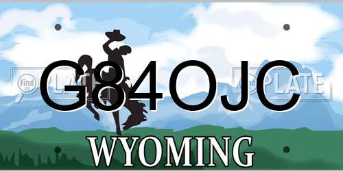 G84OJC Wyoming License Plate