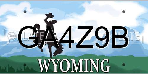 GA4Z9B Wyoming License Plate