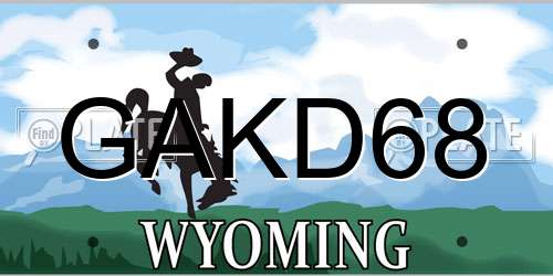 GAKD68 Wyoming License Plate