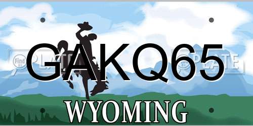 GAKQ65 Wyoming License Plate