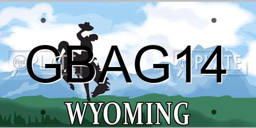 GBAG14 Wyoming License Plate