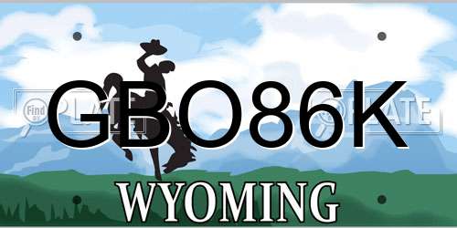 GBO86K Wyoming License Plate