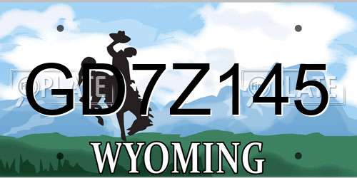 GD7Z145 Wyoming License Plate