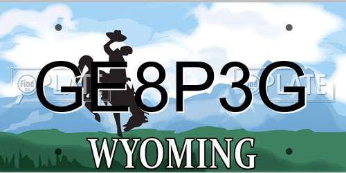 GE8P3G Wyoming License Plate