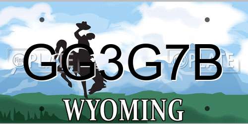 GG3G7B Wyoming License Plate