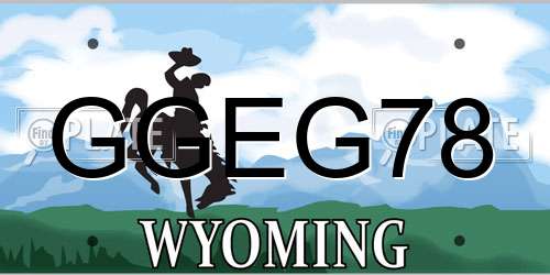 GGEG78 Wyoming License Plate
