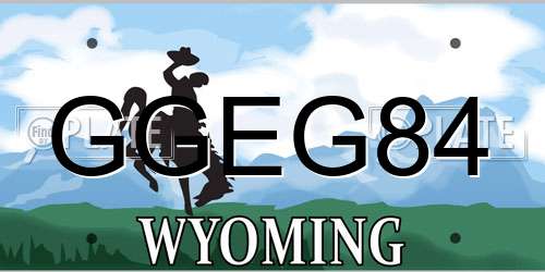 GGEG84 Wyoming License Plate