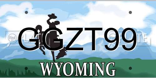 GGZT99 Wyoming License Plate