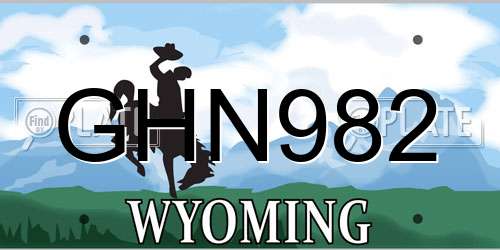 GHN982 Wyoming License Plate