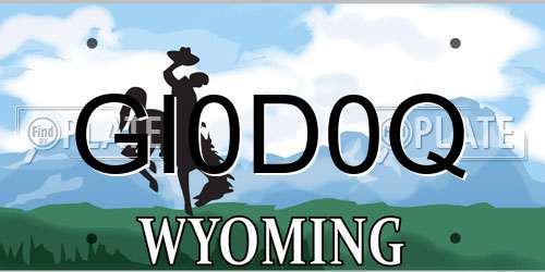GI0D0Q Wyoming License Plate