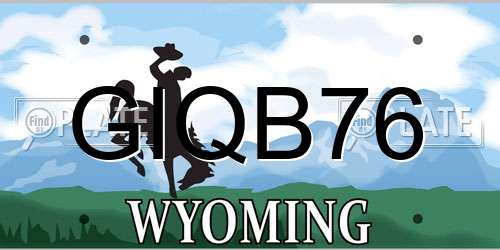 GIQB76 Wyoming License Plate