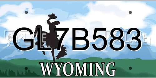 GL7B583 Wyoming License Plate