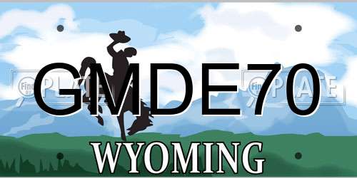 GMDE70 Wyoming License Plate