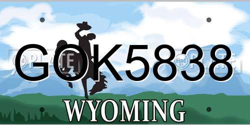 GOK5838 Wyoming License Plate