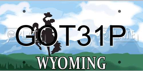GOT31P Wyoming License Plate