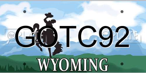 GOTC92 Wyoming License Plate