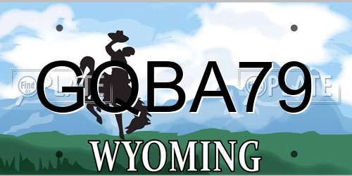 GQBA79 Wyoming License Plate