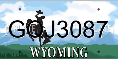 GQJ3087 Wyoming License Plate