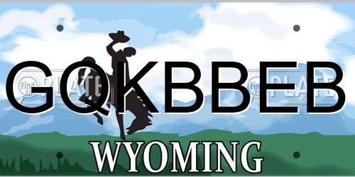 GQKBBEB Wyoming License Plate