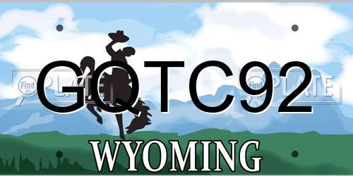 GQTC92 Wyoming License Plate