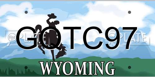 GQTC97 Wyoming License Plate