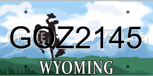 GQZ2145 Wyoming License Plate