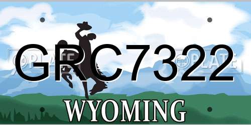 GRC7322 Wyoming License Plate