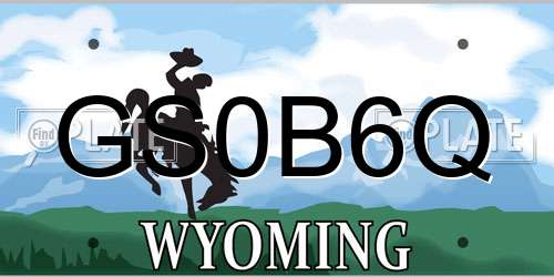 GS0B6Q Wyoming License Plate