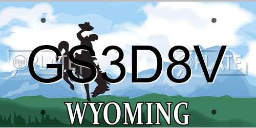 GS3D8V Wyoming License Plate