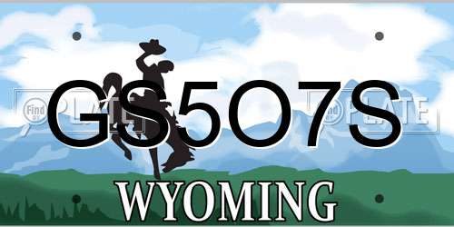 GS5O7S Wyoming License Plate